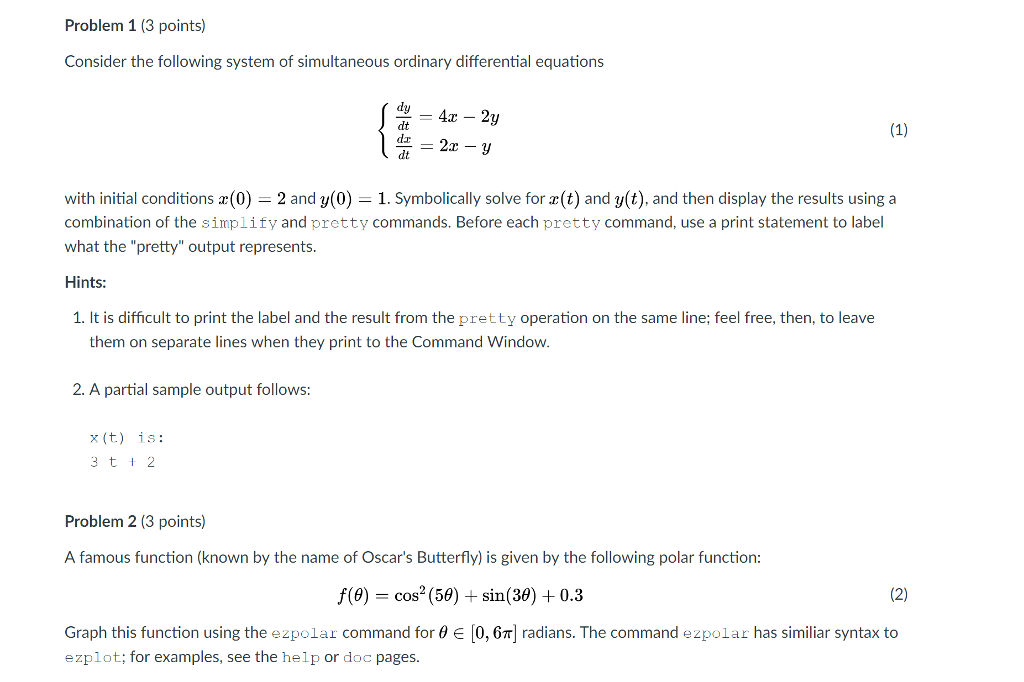 Solve this using MATLAB syntax. 