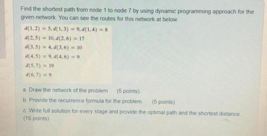  Find the shortest path from node 1 to node 7 by
