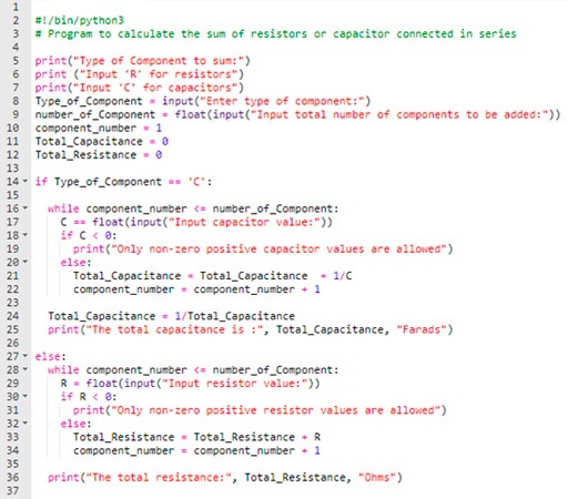  a Python program that aims to calculate the total resistance of