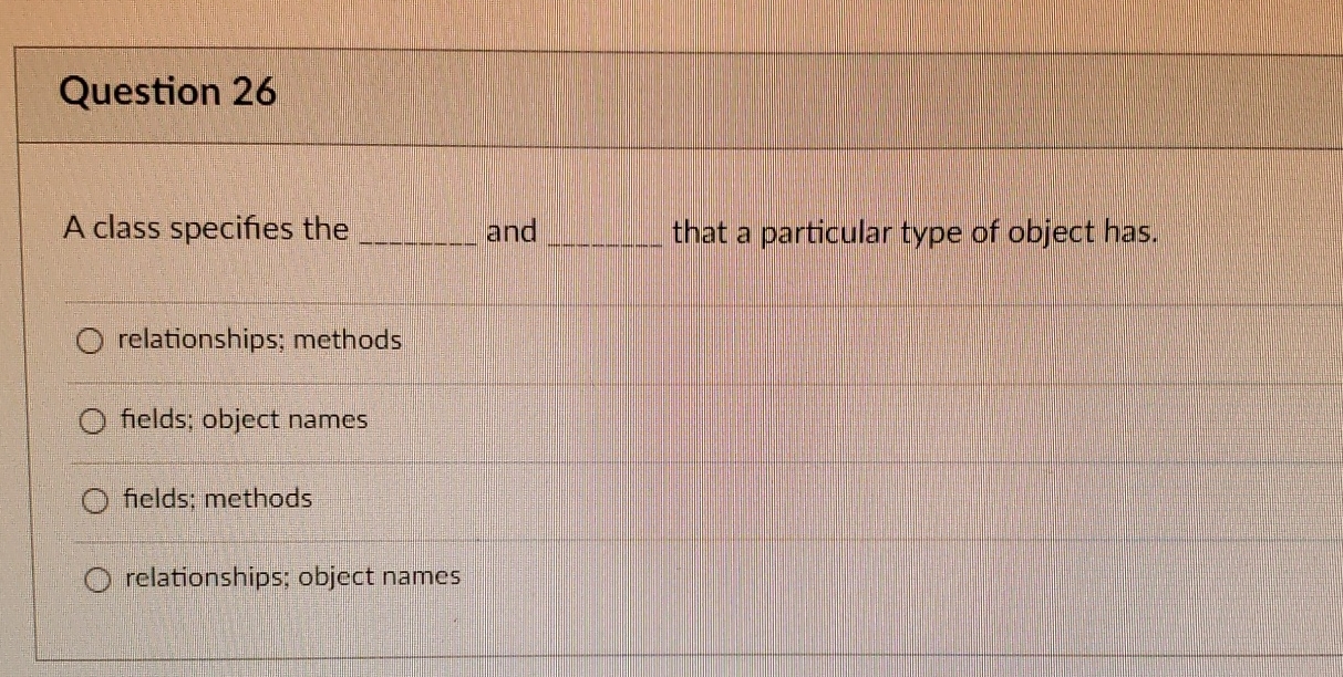  Question 26 A class specifies the and q, that a particular