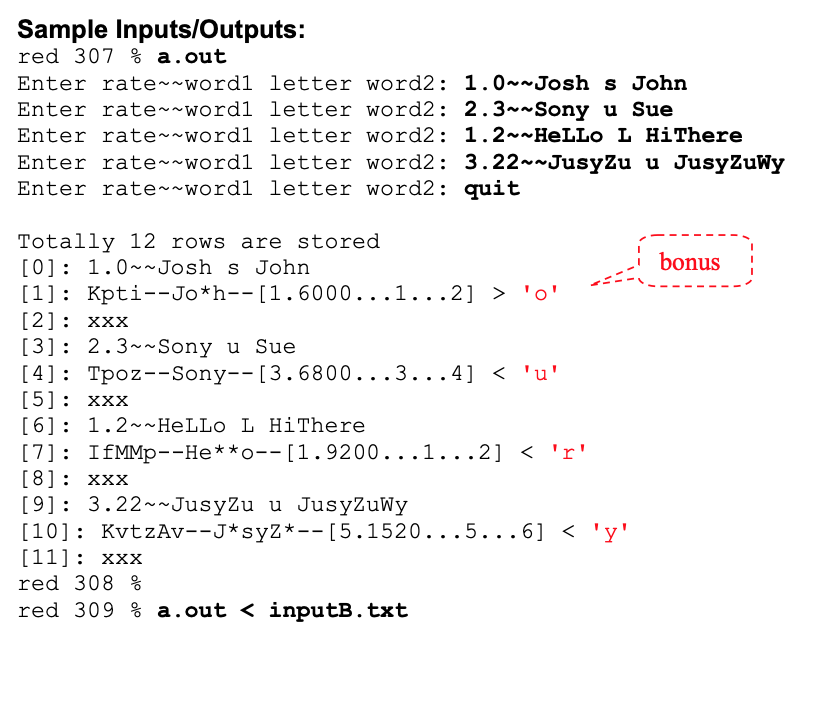 ..... ; /* 2D array to store lines of input */ .....
