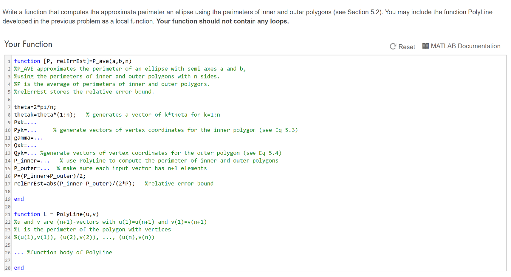 In MatLab Write a function that computes the approximate perimeter an ellipse