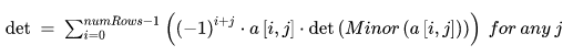 to calculate the determinant of a matrix. Your matrix implementation should be