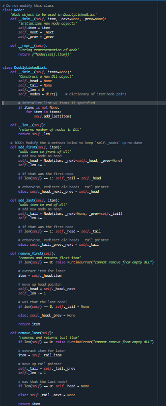 Help me with the # TODO: Modify the 4 methods below