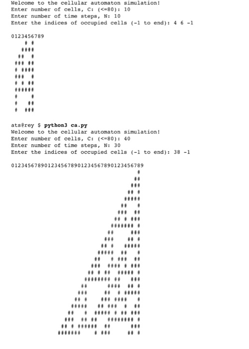 step, each cell changes its contents, following rules that depend on the