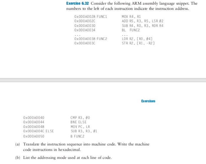  Please answer in arm assembly only Exercise 6.32 Consider the following