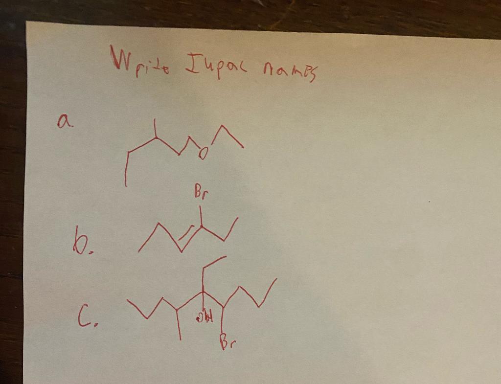 Please answer A,B,C Write Iupar names