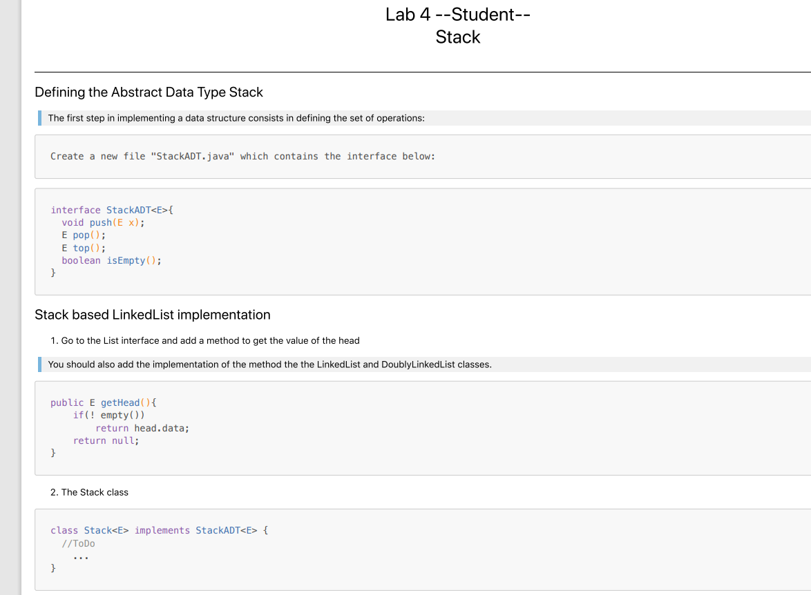  class Stack implements StackADT { // ToDo Implementing the checkBalance method