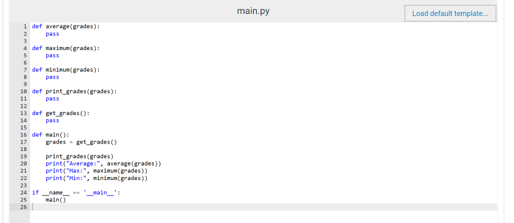 the following functions defined in the code below. get grades0 should iterate