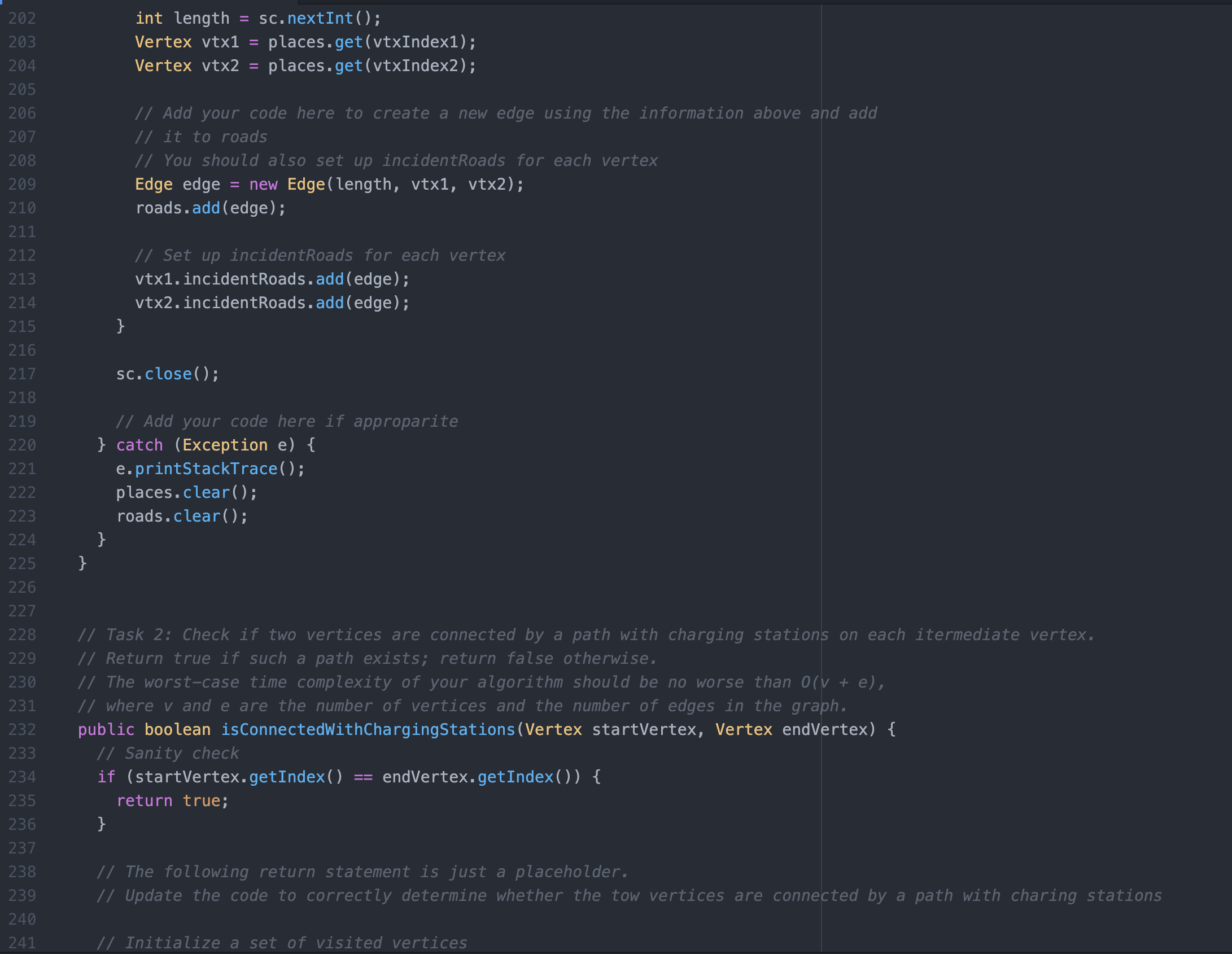 edge between two vertices. The map is loaded in via a text