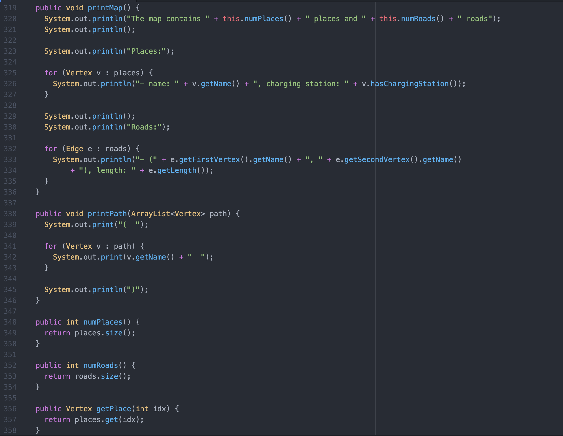 sections of content. The initial section holds details regarding the vertices, where