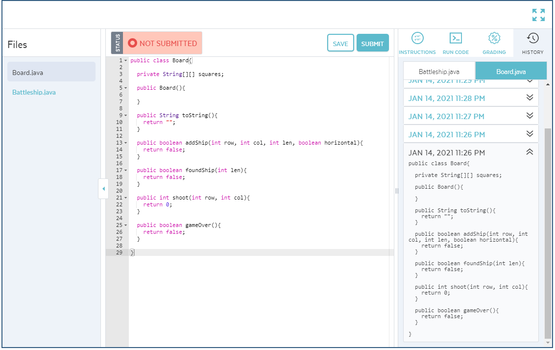 up board and print welcome Board b = new Board(); Scanner scan