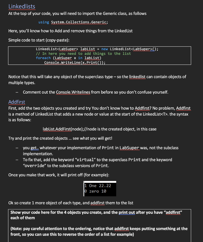 interface LabInterface { int ID { get; set; } string Print(); }