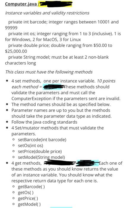 This method returns a String to be printed and takes no parameters.