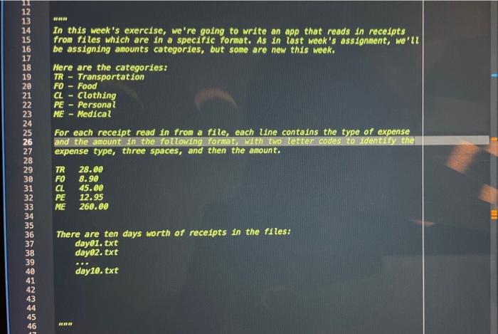  In this week's exercise, we're going to write an app that