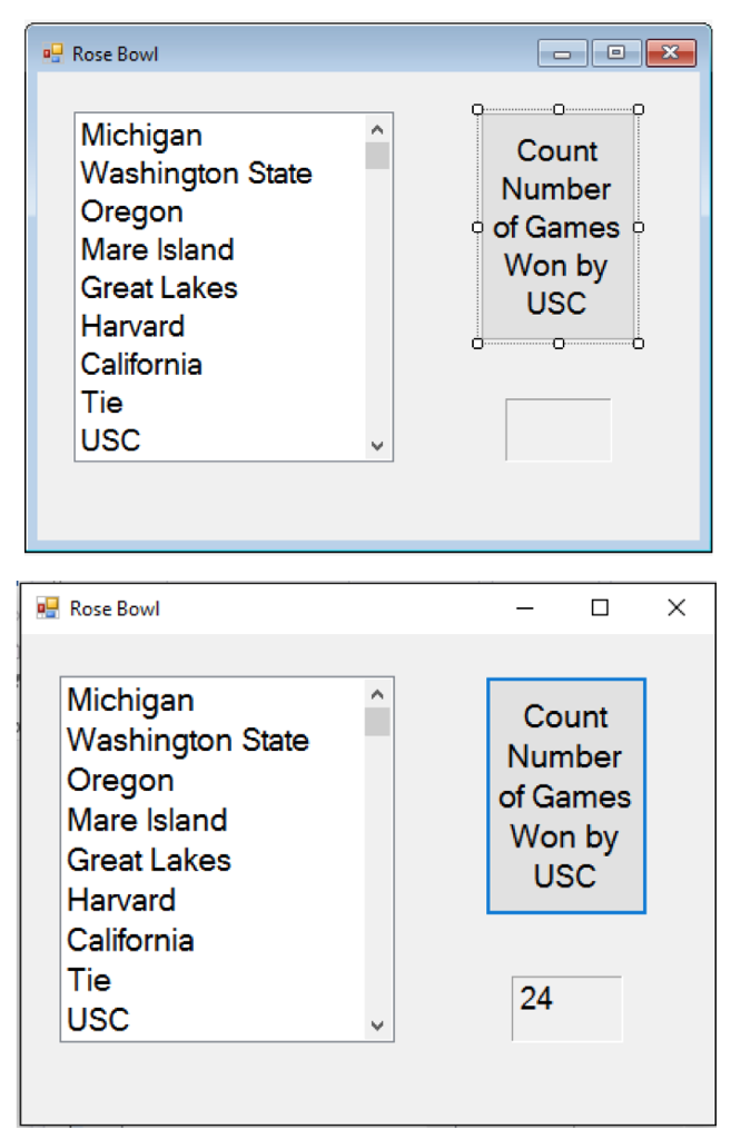 VISUAL BASIC PROGRAMMING: Program 1. Football Download the file RoseBowl from the