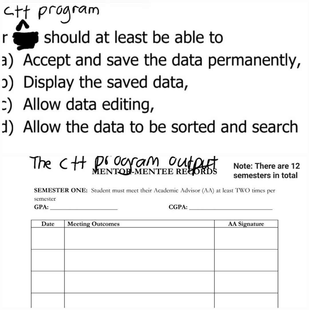  ctt program should at least be able to a) Accept and