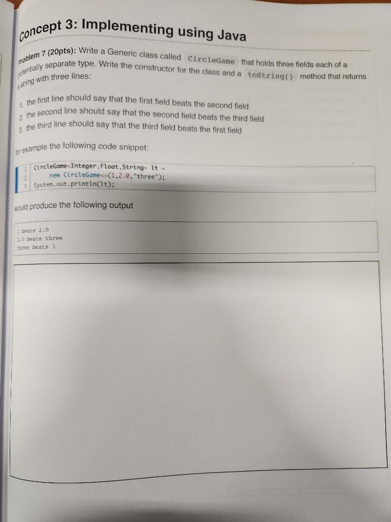 will leave positive review for quick answer! concept 3: Implementing using Java