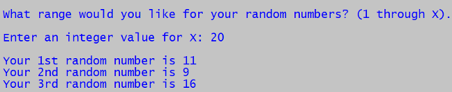 PA 4-2 (25 points) Write program to generate and display random numbers