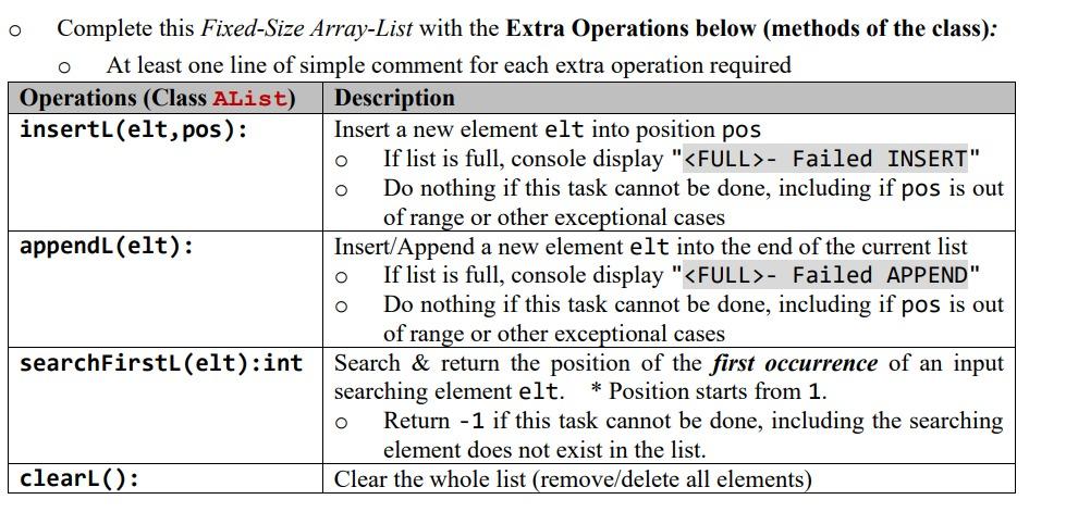 AList: # defining a class of FIXEDSIZE-Array-List def __init__(self, inSize=3): # constructor,