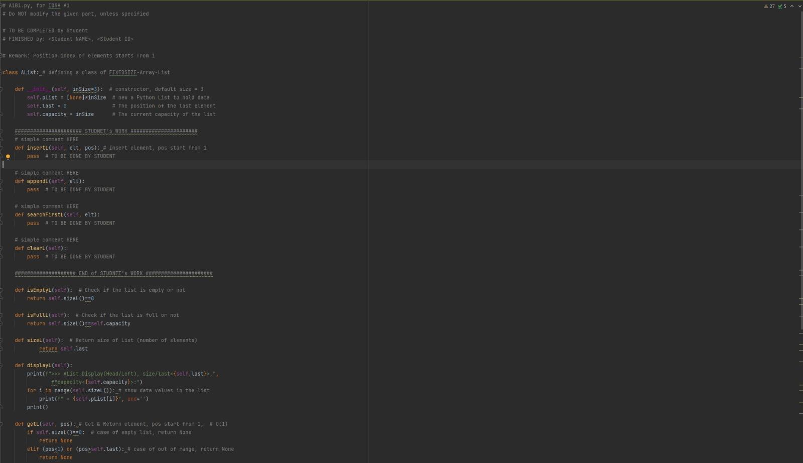 to hold data self.last = 0 # The position of the last