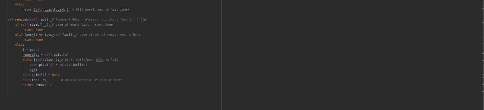 element self.capacity = inSize # The current capacity of the list ######################