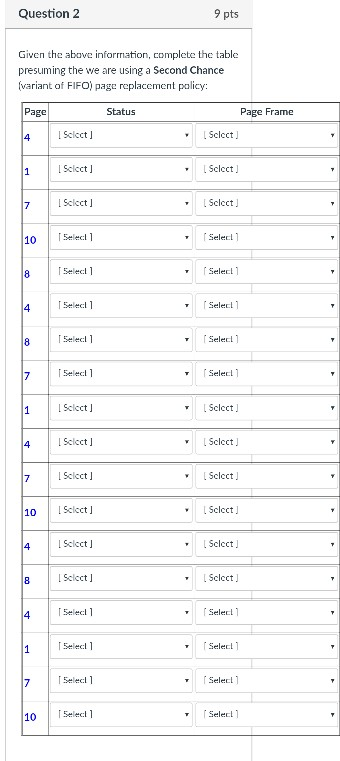 frame D). Assume that the sequence of pages requested by a process