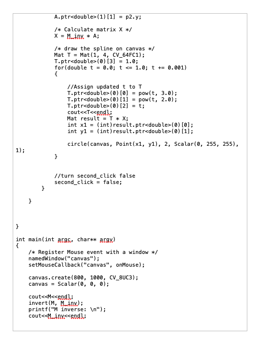 code. (1) Initially, your program shows a white canvas (image). The size
