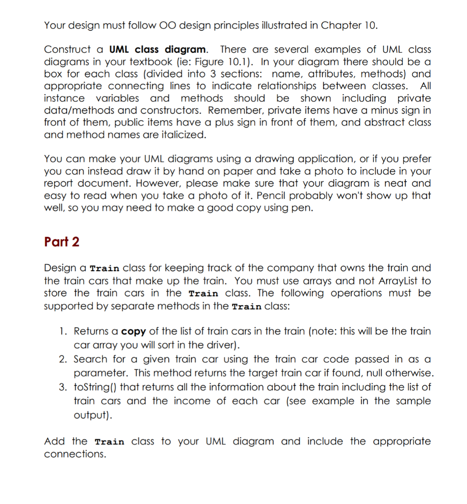 java please and thank you. In part one you have to create