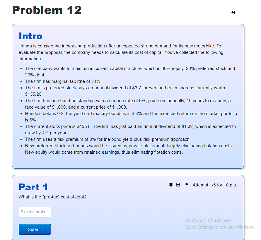  Problem 12 Intro Honda is considering increasing production after unexpected strong
