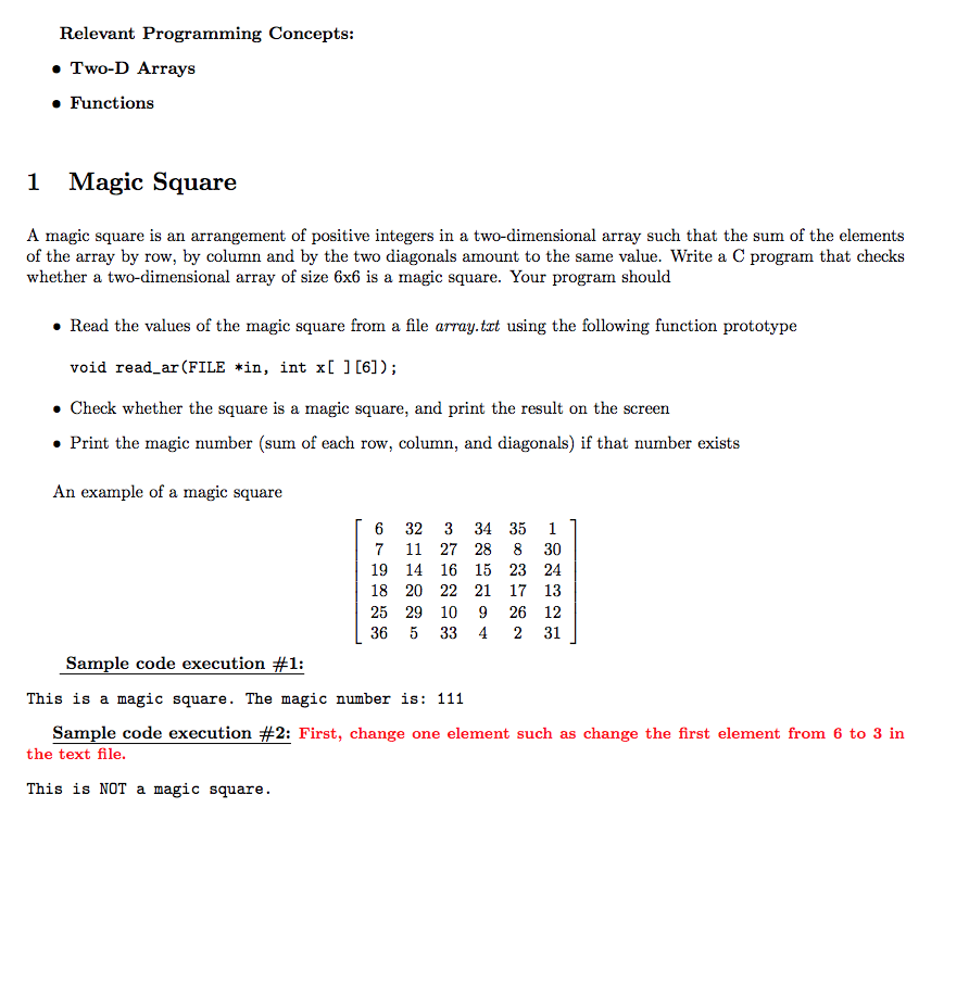 Please write code in C programming Relevant Programming Concepts: Two-D Arrays Functions