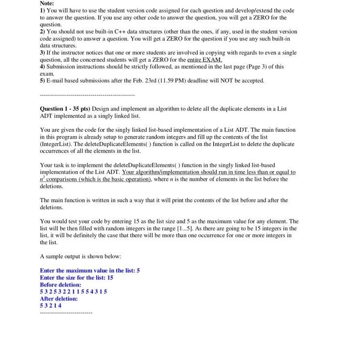  DATA STRUCTURES AND ALGORITHM ANNSWER ALL Note: 1) You will have