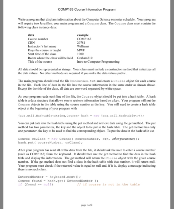  Write a program that displays information about the Computer Science semester