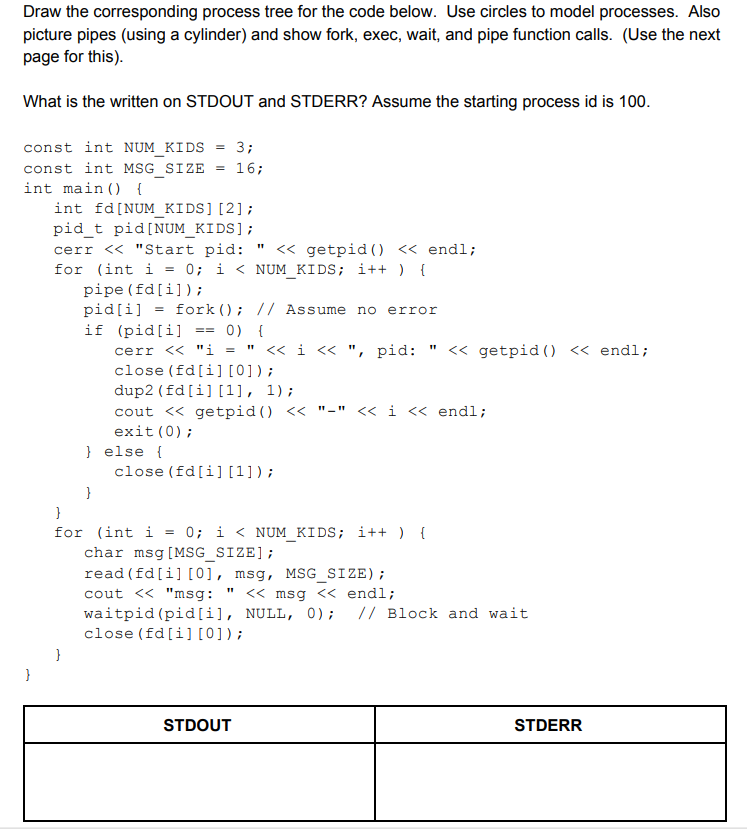  Draw the corresponding process tree for the code below. Use circles