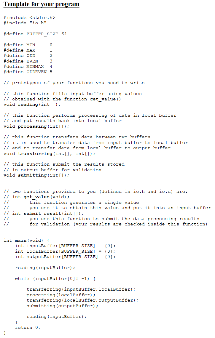 in an output buffer. The input data and output data used in