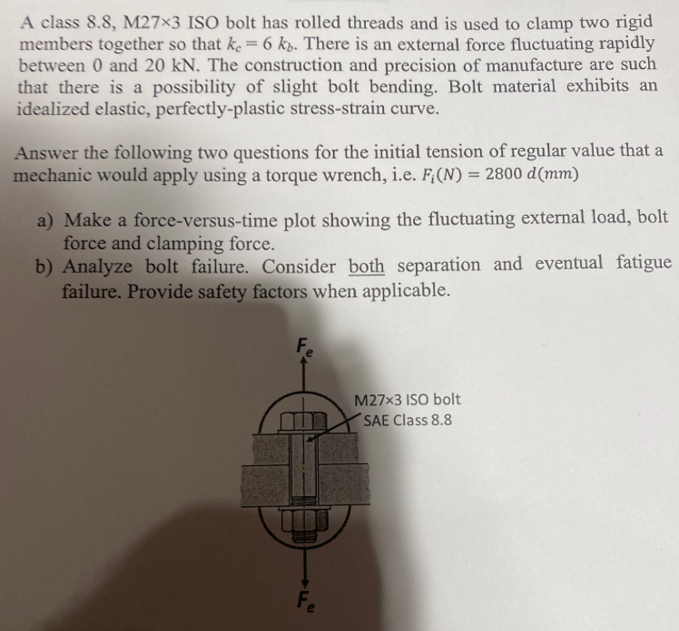  A class 8.8,M273 ISO bolt has rolled threads and is used