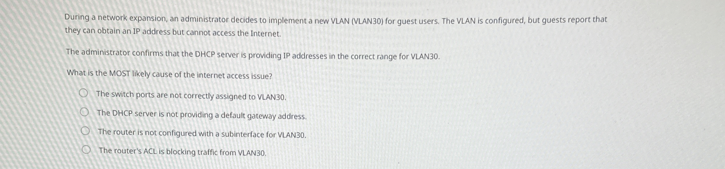  During a network expansion, an administrator decides to implement a new