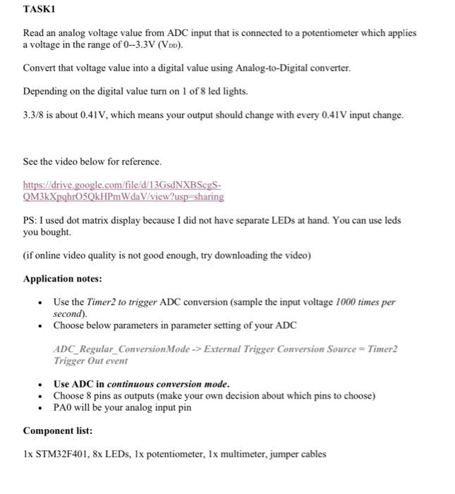 microprocessorsusing stm32f401 i want the full C code the bored Configuration connections