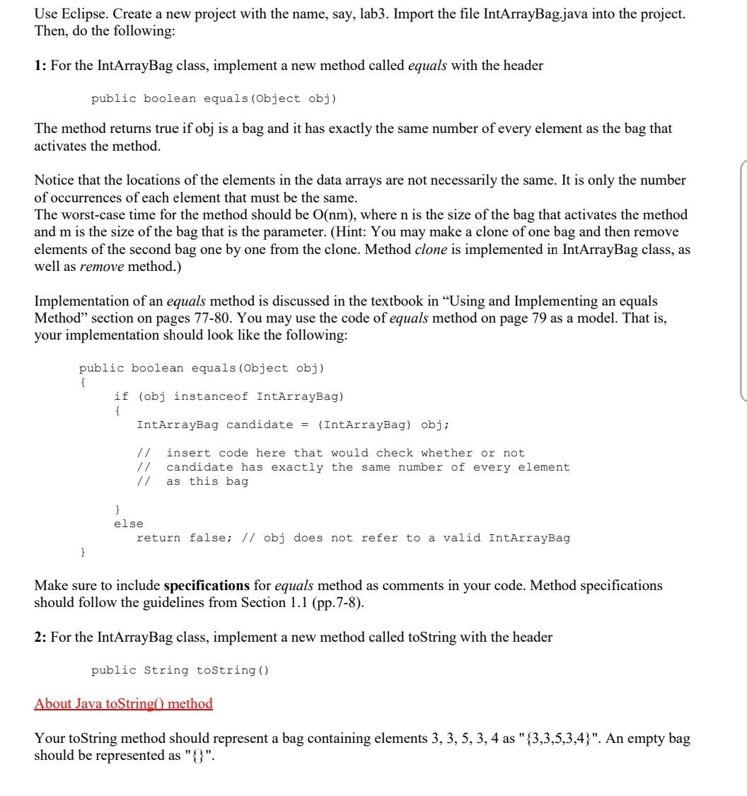  I need help with questions 3 through six Use Eclipse. Create
