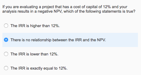  is this correct? Or is there a relationship between IRR and