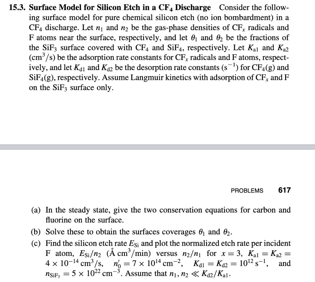 5.3. Surface Model for Silicon Etch in a CF4 Discharge Consider