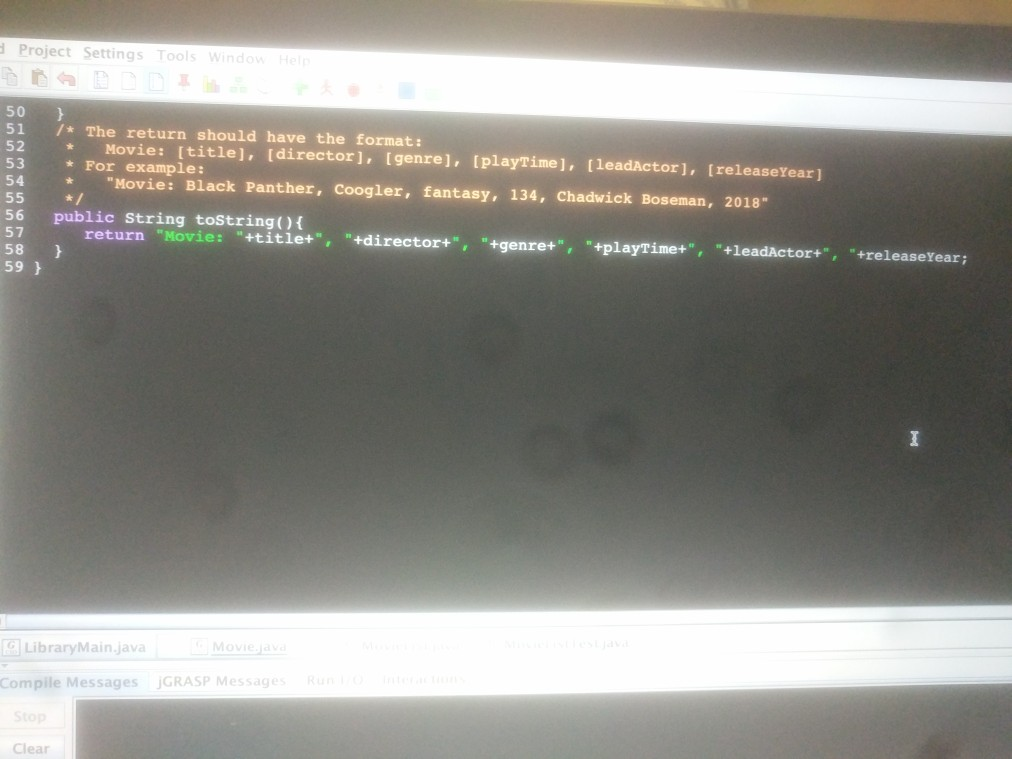 is implemented as an array of type Movie. 4 * Each movie