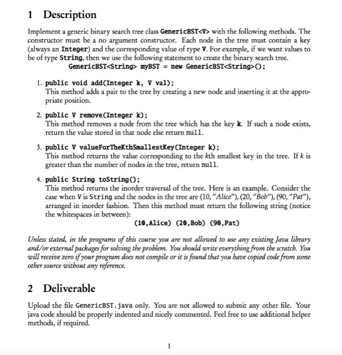  This is the outline for the Generic BST code... just need