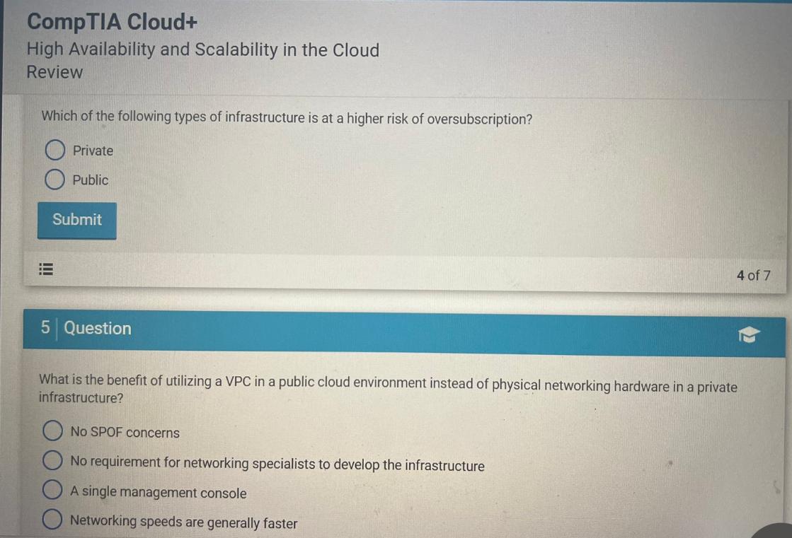  CompTIA Cloud+ High Availability and Scalability in the Cloud Review Which