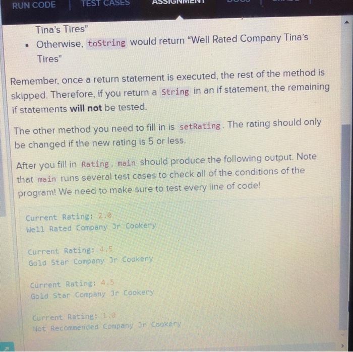 Status: Not Submitted The Rater class represents a rating system for a