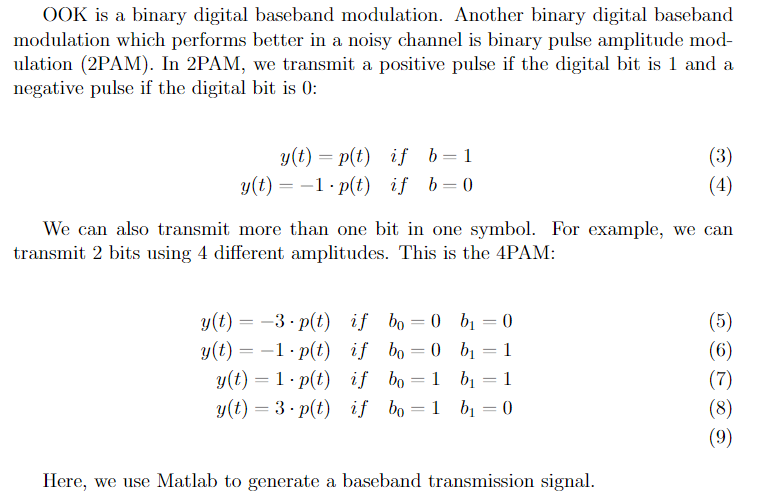 % Transmitter setup % % define the basic rectangular pulse shape %