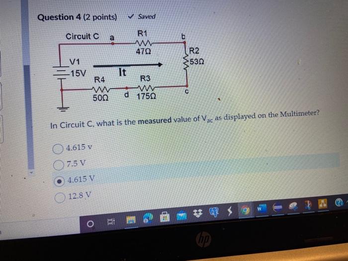 V V 3.33 V 1.667 V 3.333 V Saved Question 2 (2