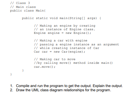 Illustrate Difference between Aggregation and Composition // Class 1 // Engine class