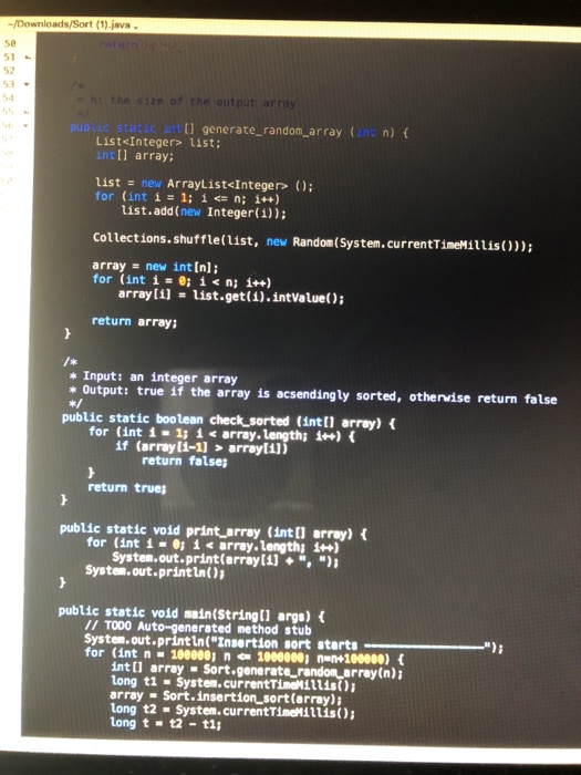 named Sort.java. The code to solve the following tasks. - Task 1