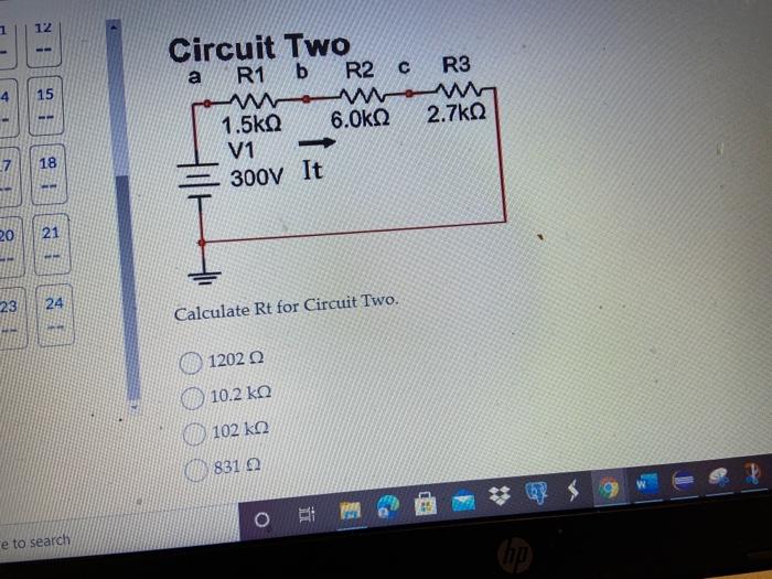 3 (2 points) Saved Clrcuit B R1 1.450 R2 11 34.7KA 5V
